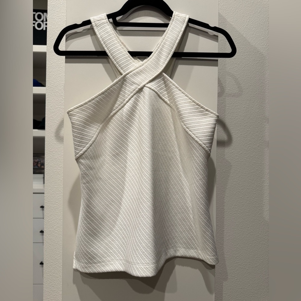 Anthropologie Textured Cross Neck Tank Top